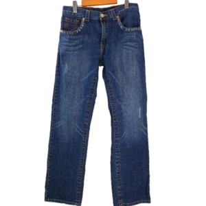 True Religion Blue Distressed Straight Leg Jeans Women’s 30 Y2K Low Rise Denim